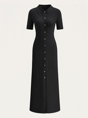 Basic Button Down Knit Midi Dress