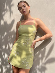 Lime Green Slip Mini Dress