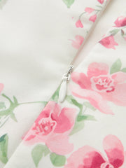 Pink Rose Print Sleeveless Mini Dress