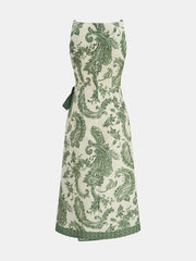 Green Paisley Print Midi Dress