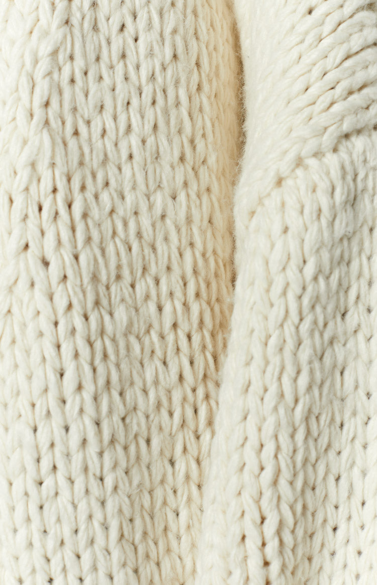 Cream Ribbed Knit Cardigan