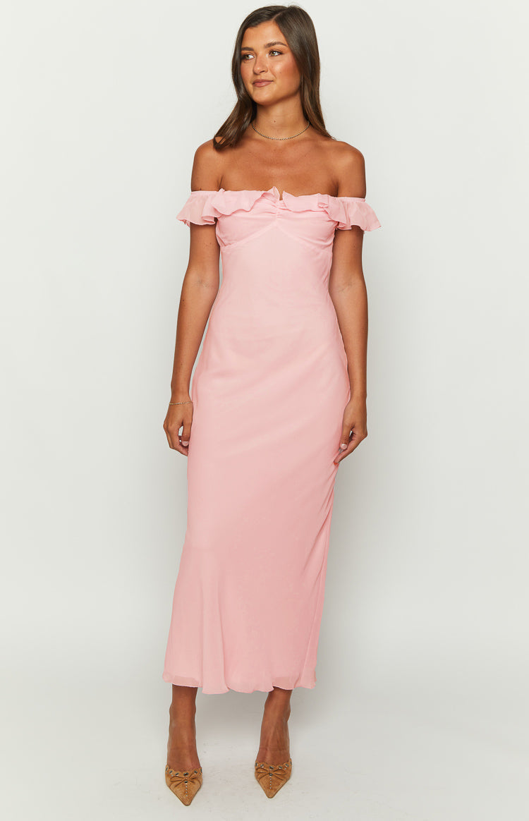 Light Pink Chiffon Maxi Dress