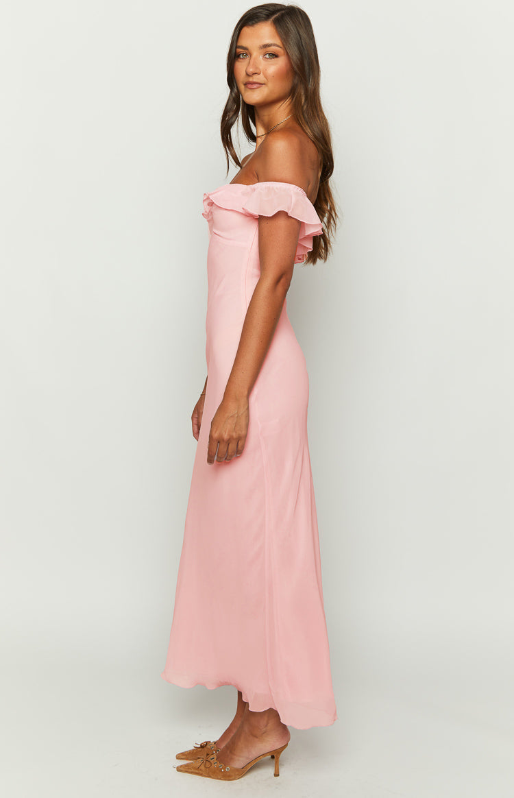 Light Pink Chiffon Maxi Dress