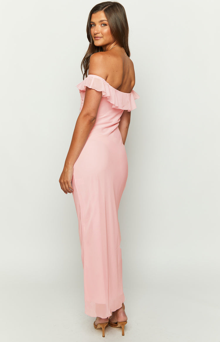 Light Pink Chiffon Maxi Dress