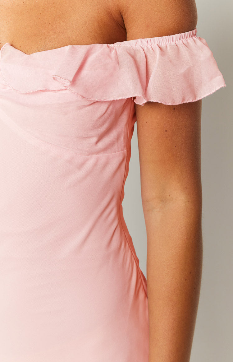 Light Pink Chiffon Maxi Dress
