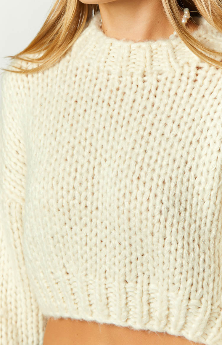 Cream Knit Crop Sweater
