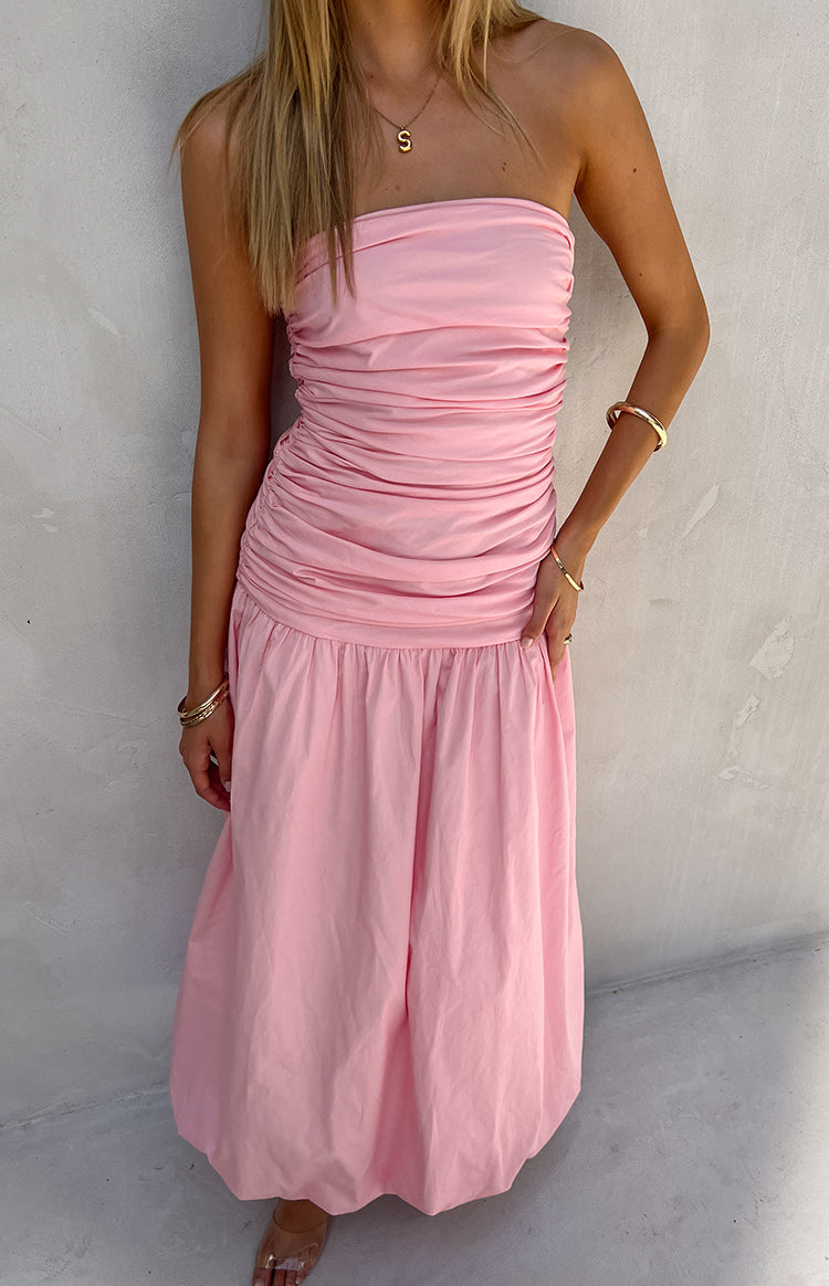 Baby Pink Strapless Maxi Dress
