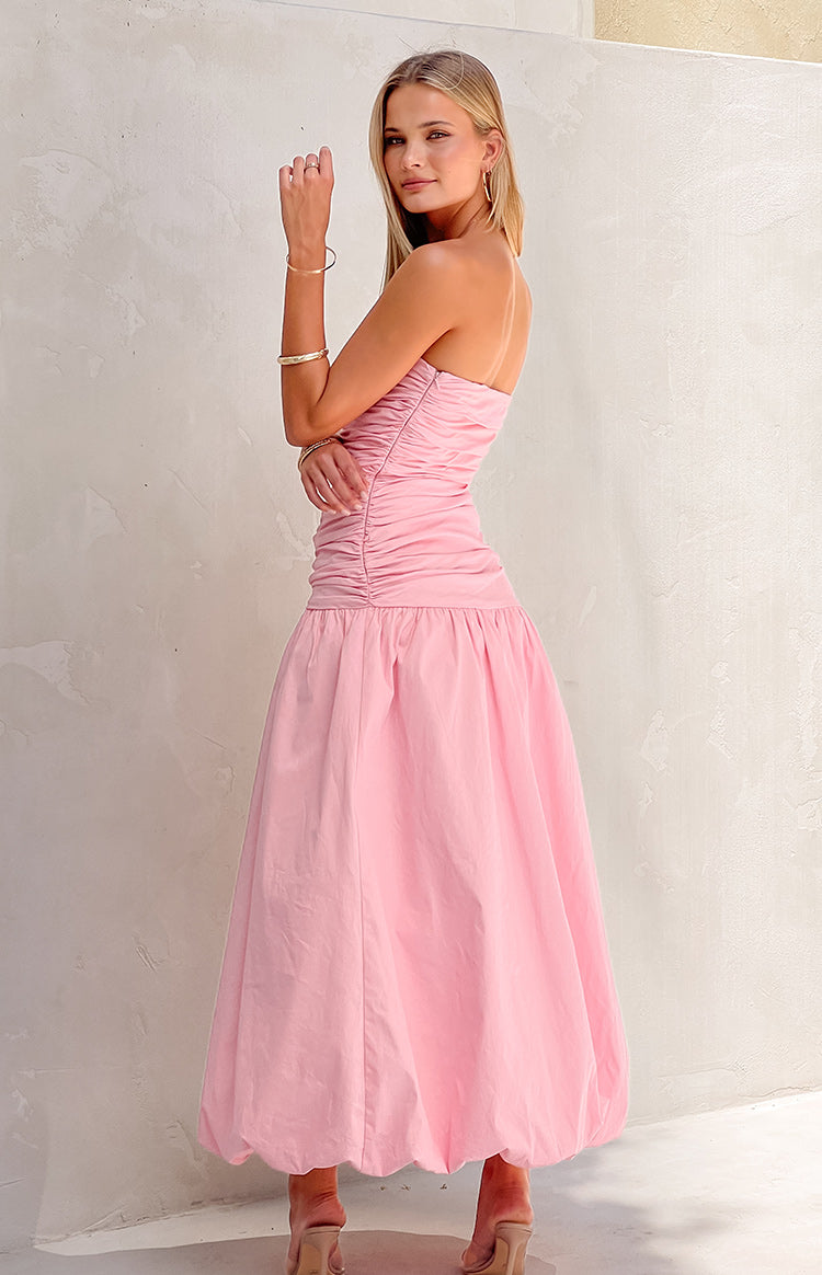 Baby Pink Strapless Maxi Dress