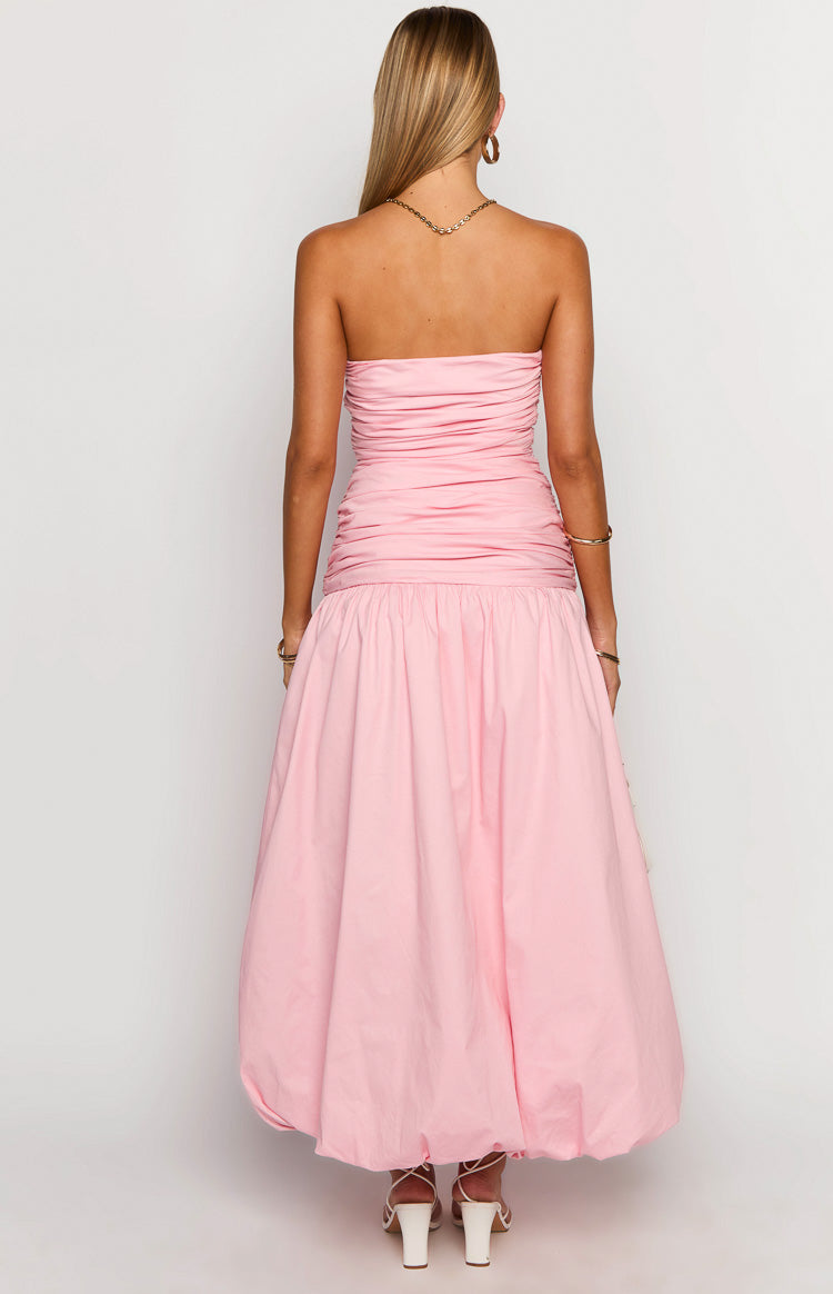 Baby Pink Strapless Maxi Dress