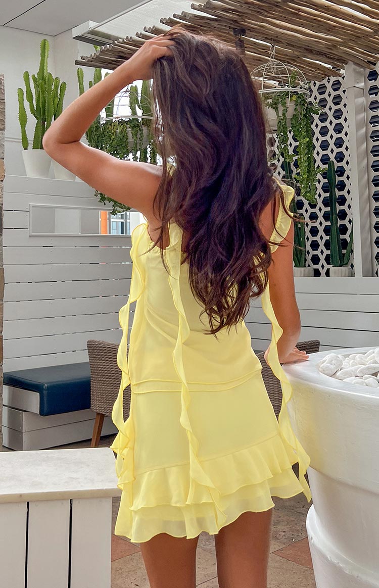 Yellow Chiffon Mini Skirt