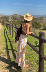 Orange Floral Bandeau Maxi Dress