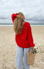 Red Chunky Knit Sweater