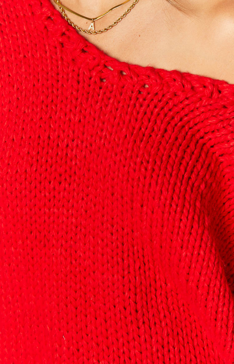 Red Chunky Knit Sweater