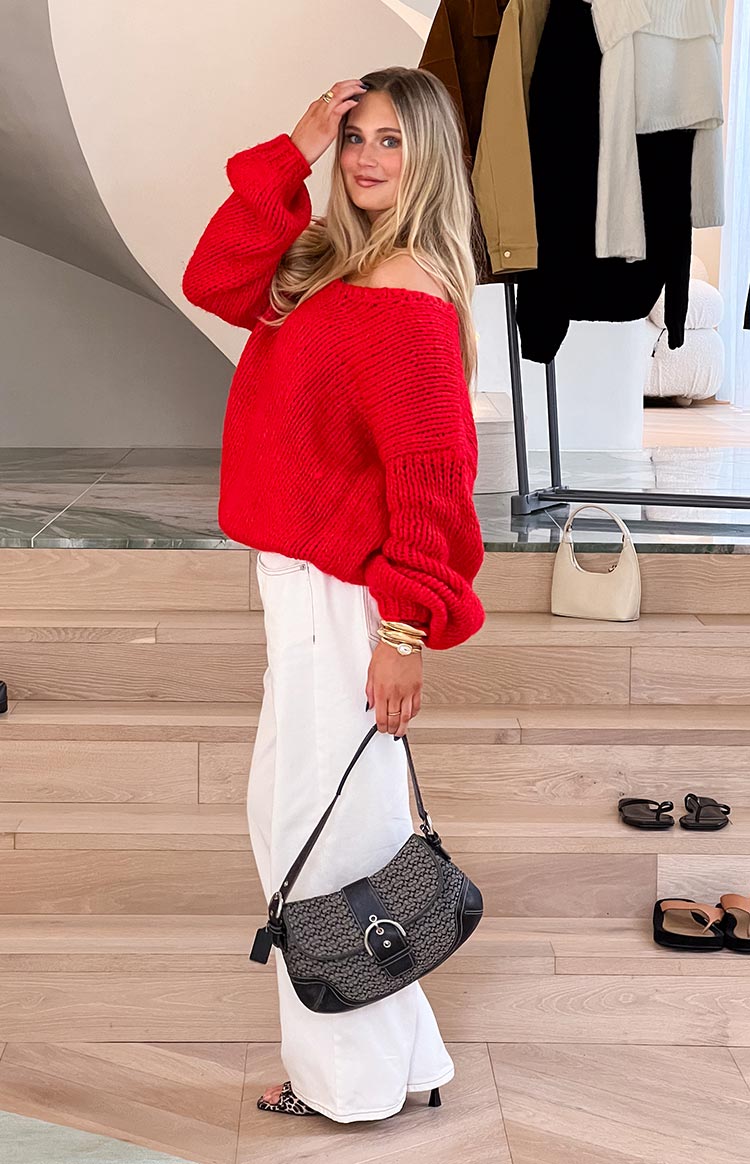 Red Chunky Knit Sweater