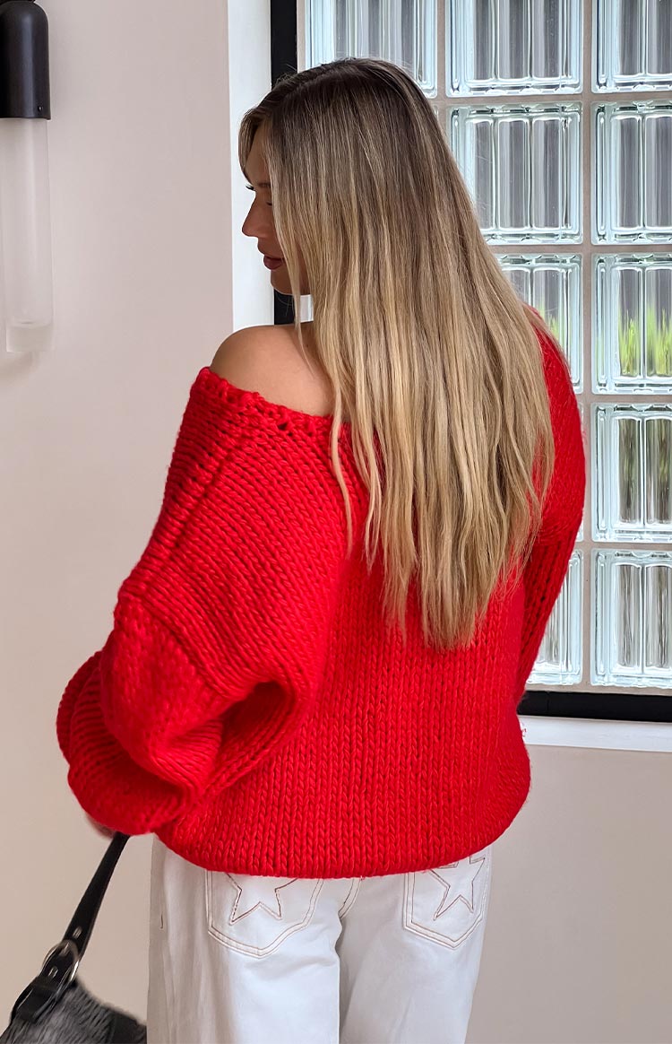 Red Chunky Knit Sweater