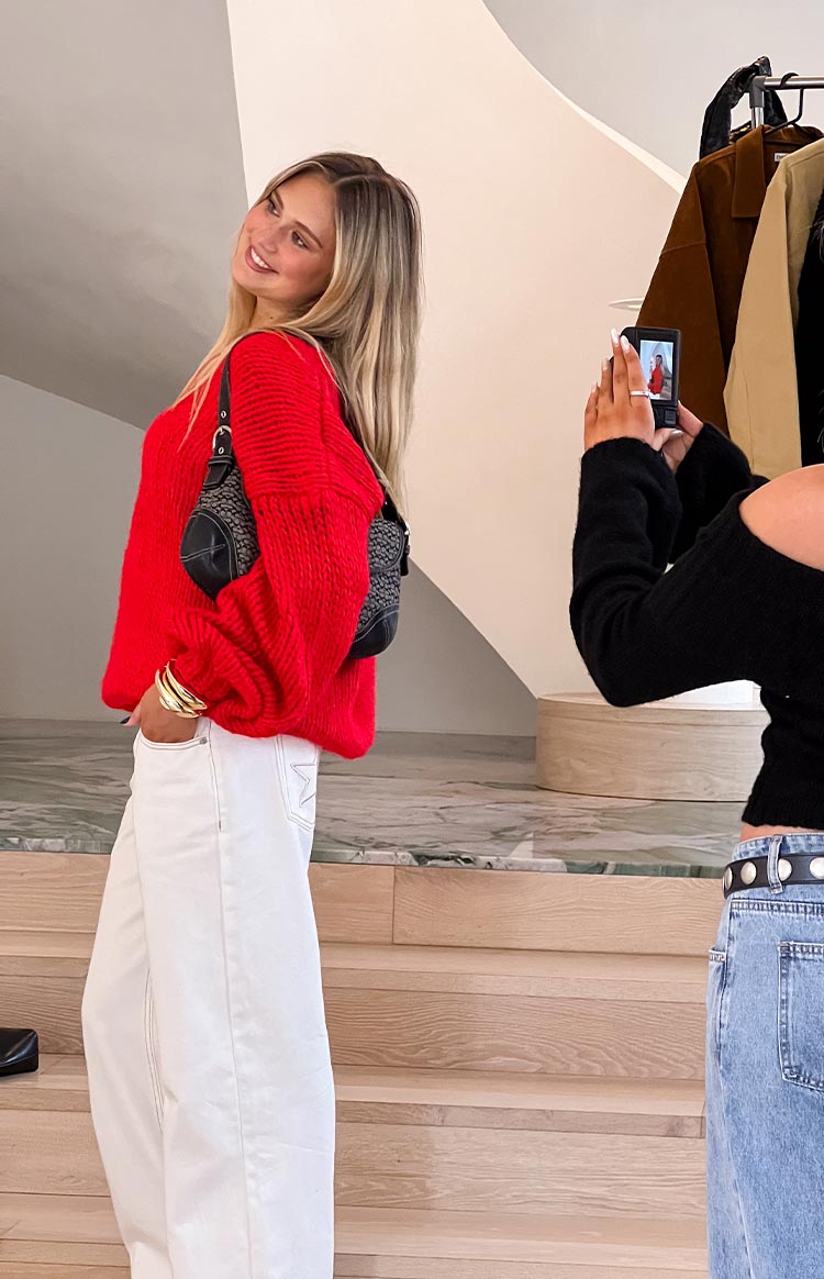 Red Chunky Knit Sweater