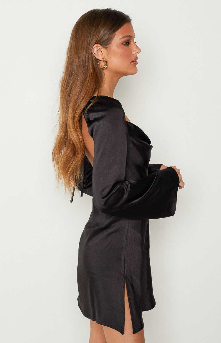 Black Long Sleeves Mini Dress