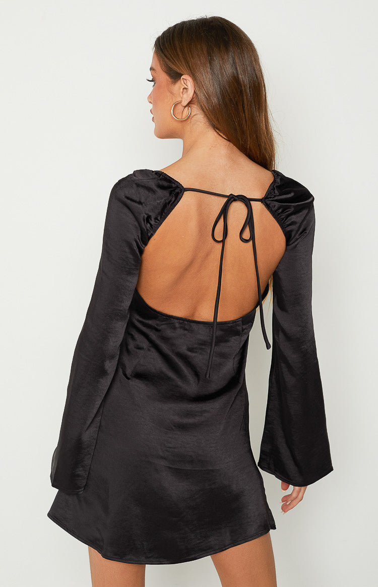 Black Long Sleeves Mini Dress