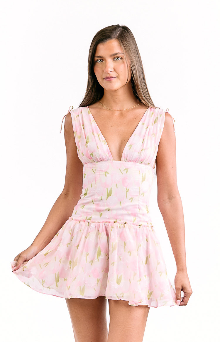 Pink Floral Mini Dress