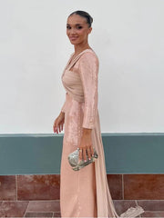 Blush Pink Sequin Twisted Cut Out Maxi Dress
