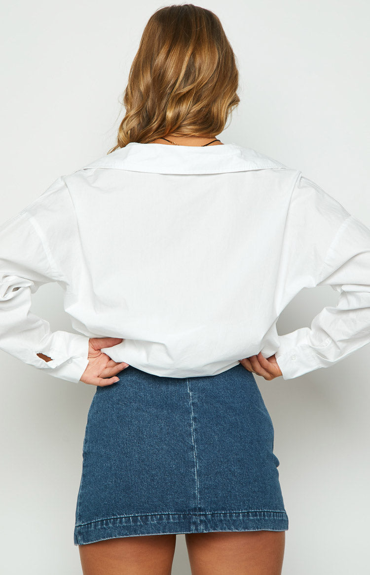 Blue Buckle Denim Mini Skirt