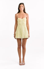 Yellow Sequin Party Mini Dress