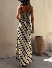 Zigzag Print Slip Midi Dress