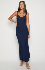 Navy Mesh Maxi Dress