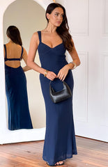 Navy Mesh Maxi Dress