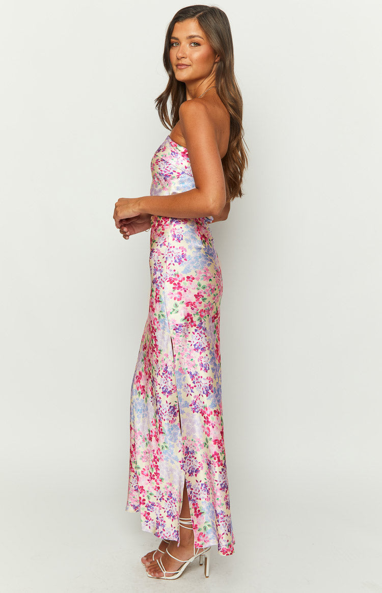 Purple Floral Print Maxi Skirt