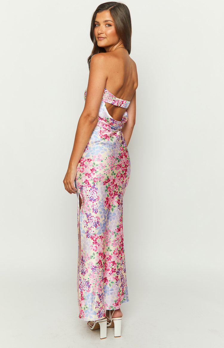 Purple Floral Print Maxi Skirt
