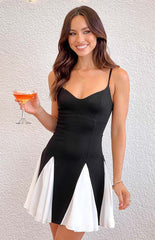 Black White Contrast Mini Dress