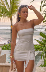White Slim Fit Strapless Mini Dress