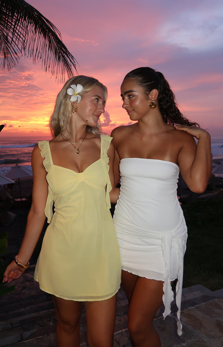White Slim Fit Strapless Mini Dress