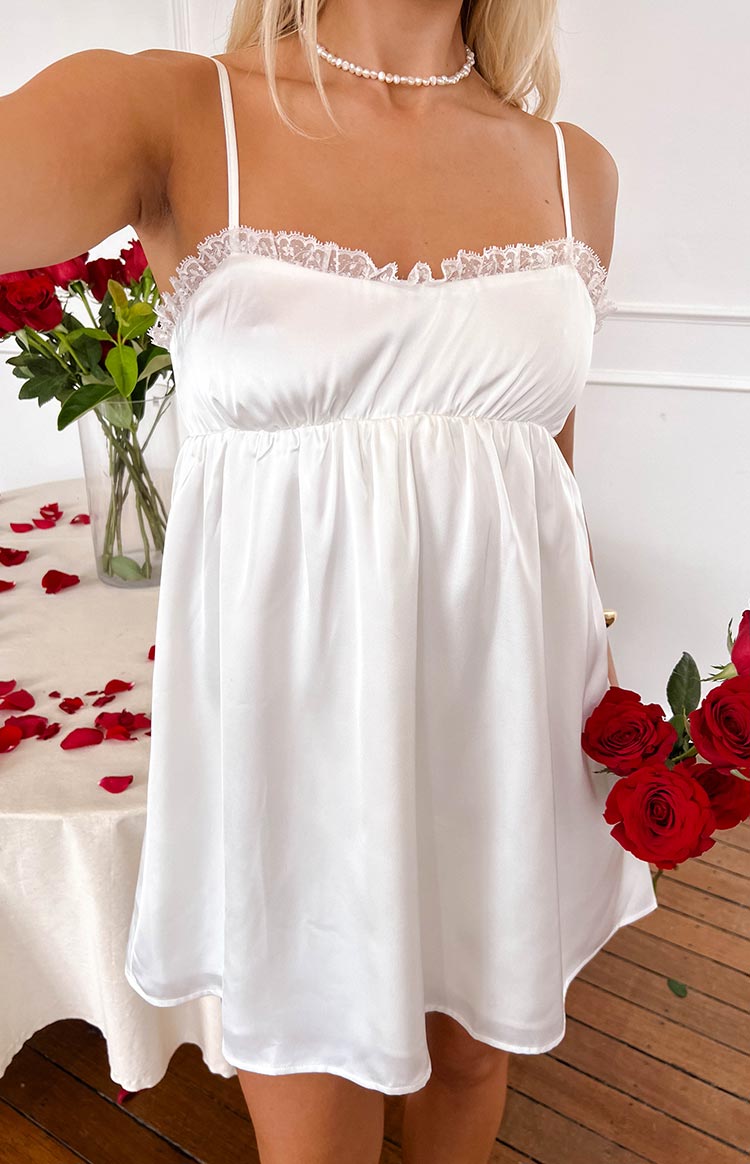 White Lace Slip Mini Dress