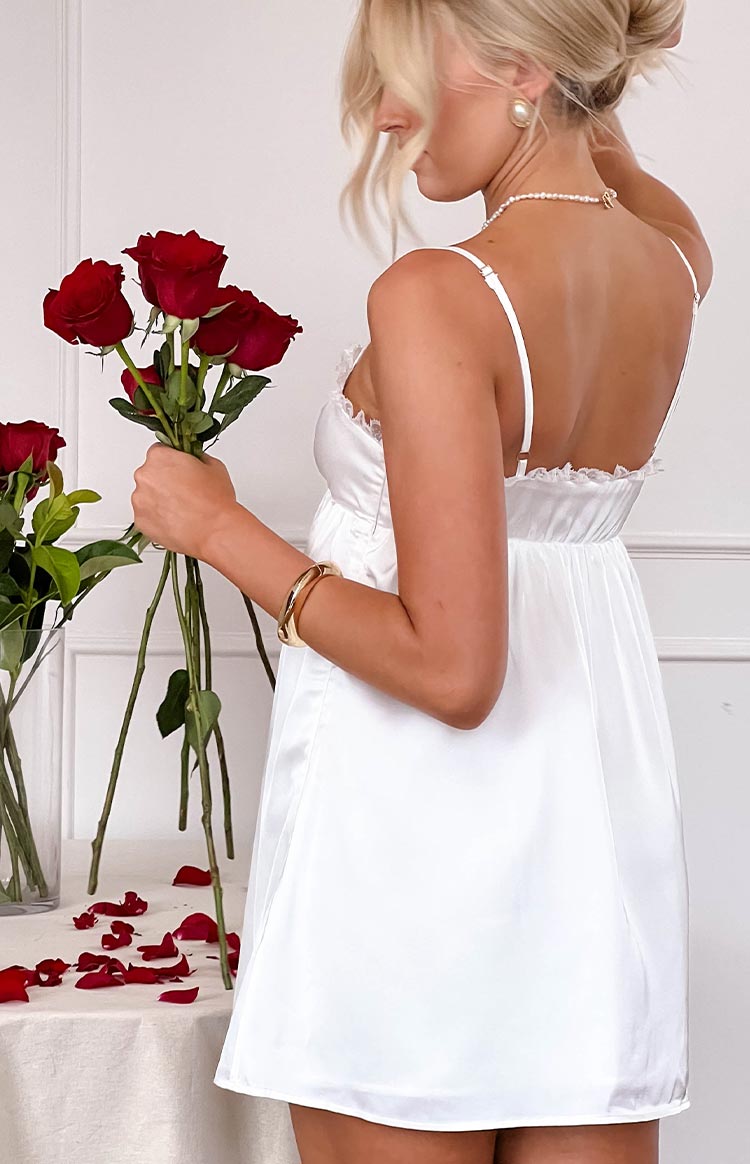 White Lace Slip Mini Dress