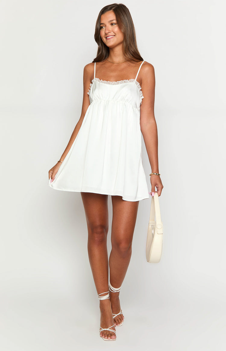White Lace Slip Mini Dress