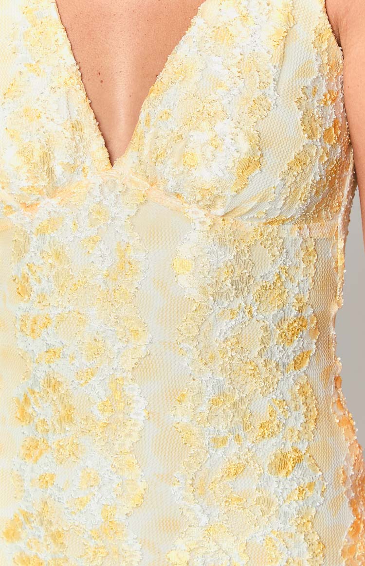 Light Yellow Lace Mini Dress