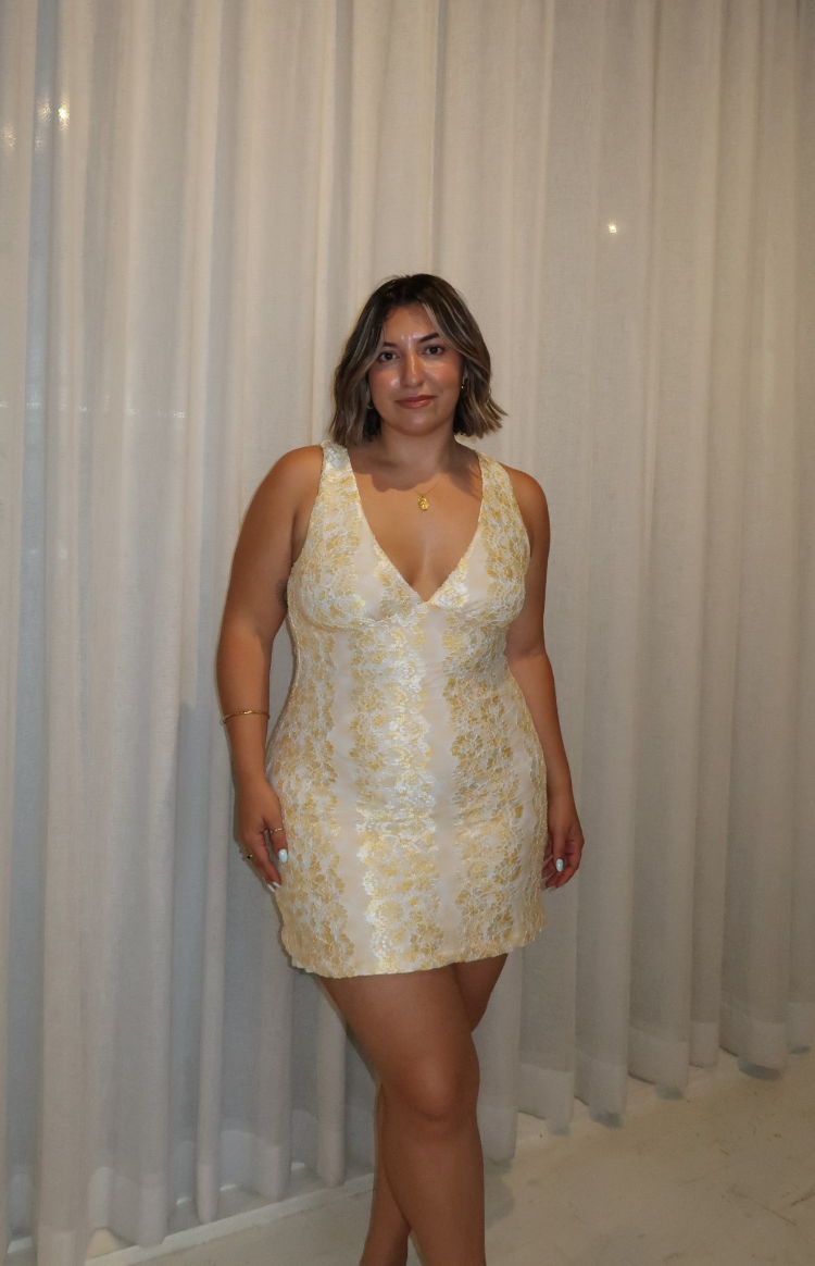 Light Yellow Lace Mini Dress