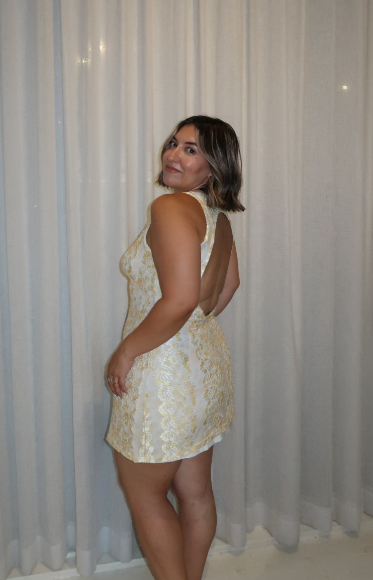 Light Yellow Lace Mini Dress