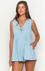 Slate Blue Front-Tie Playsuit