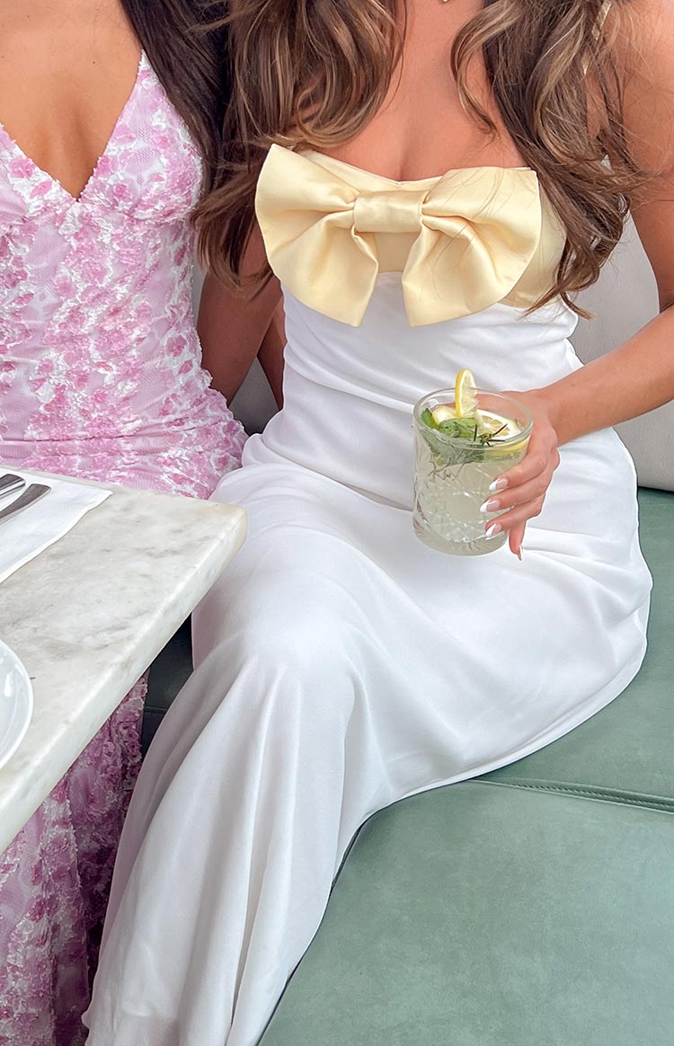 Sweet Yellow Bow Maxi Dress