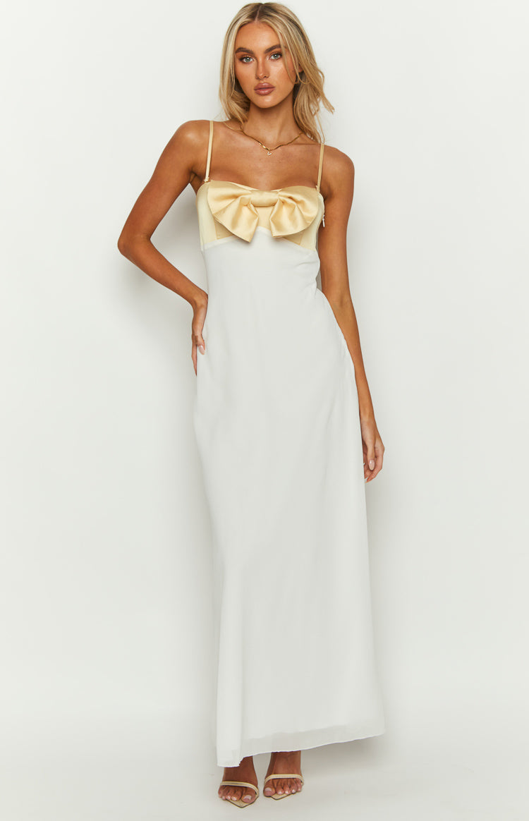 Sweet Yellow Bow Maxi Dress
