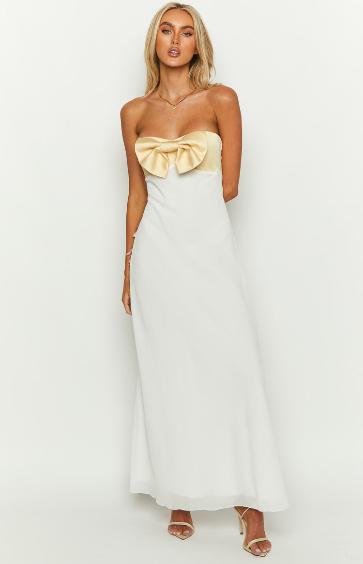 Sweet Yellow Bow Maxi Dress