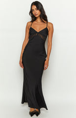 Black Satin Maxi Dress