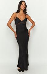 Black Satin Maxi Dress