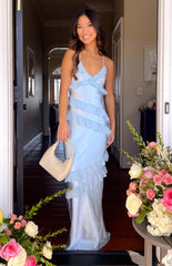 Light Blue Ruffle Maxi Dress