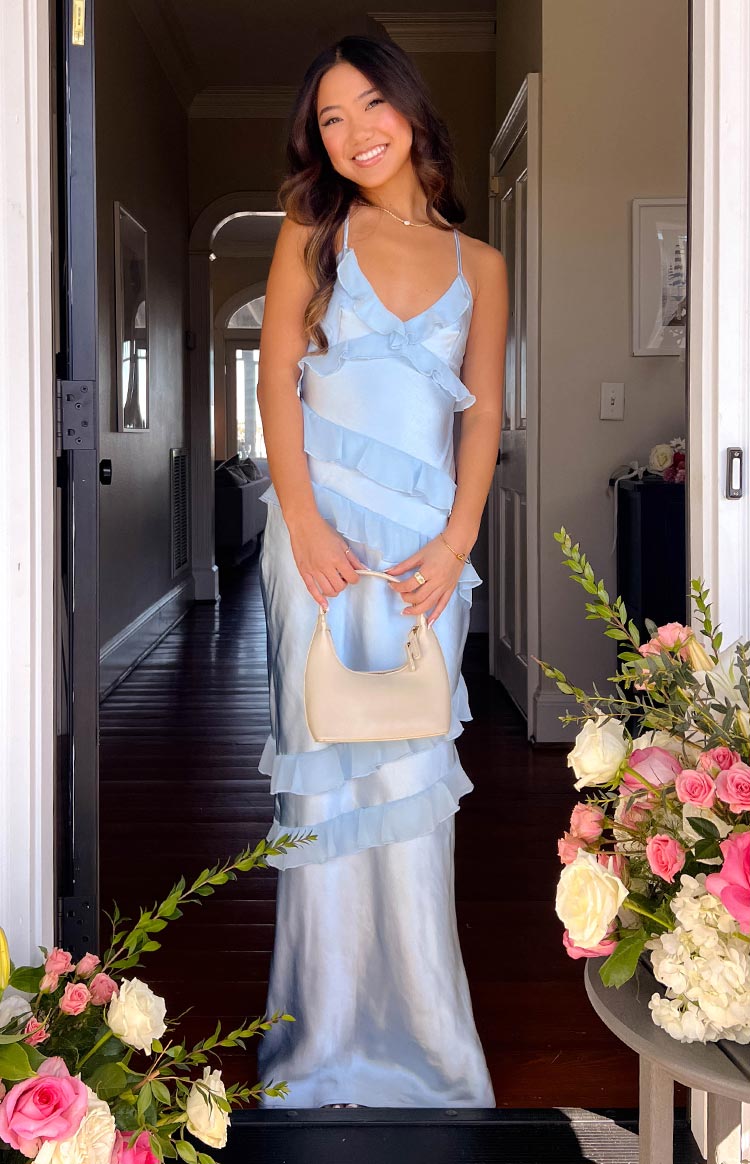 Light Blue Ruffle Maxi Dress