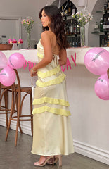 Light Yellow Ruffle Maxi Dress