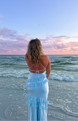 Light Blue Ruffle Maxi Dress